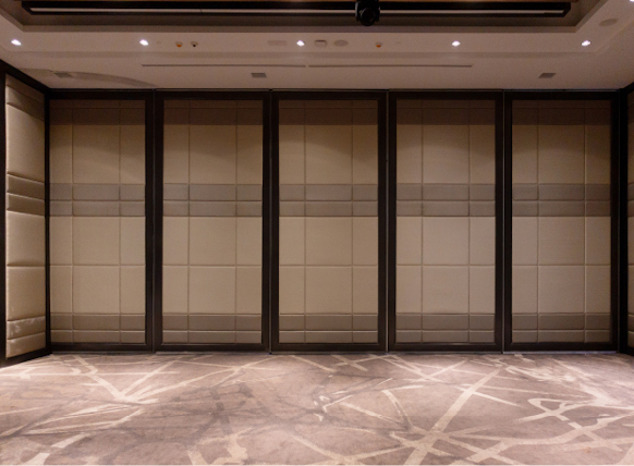Photo of a open office space with soundproofed wall panels