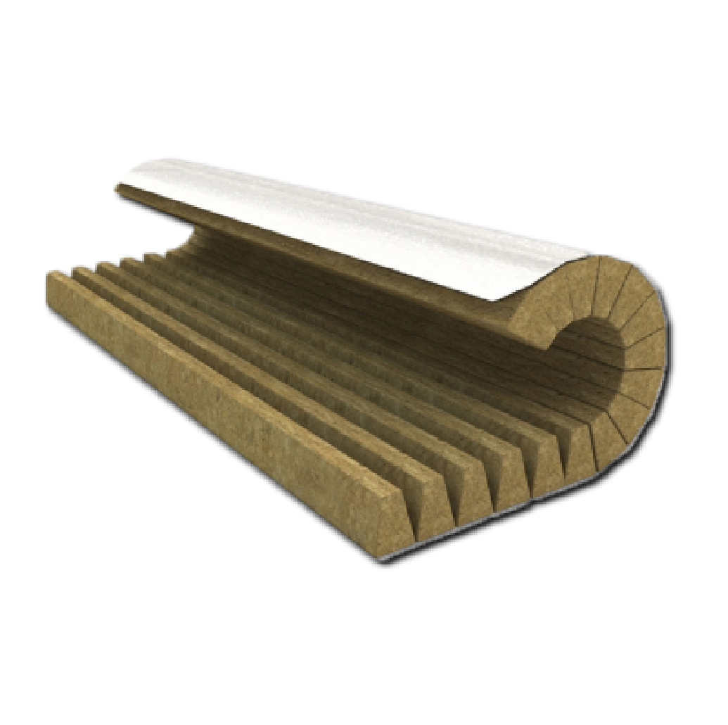 Photo of a flat piece of Field Preformed fabricated V-groove Insulation with a curl at one end