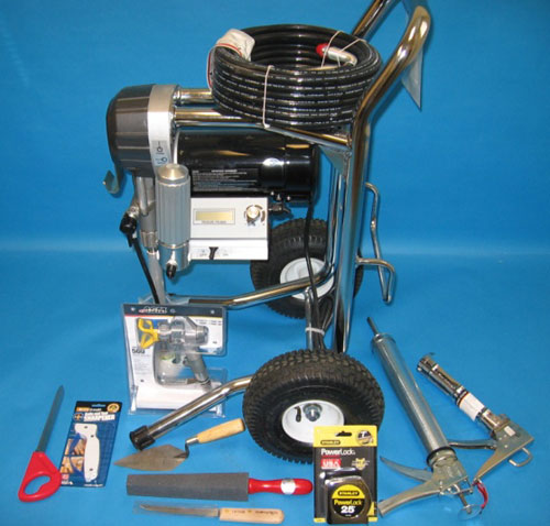 Photo of various pumps, spray guns and tools